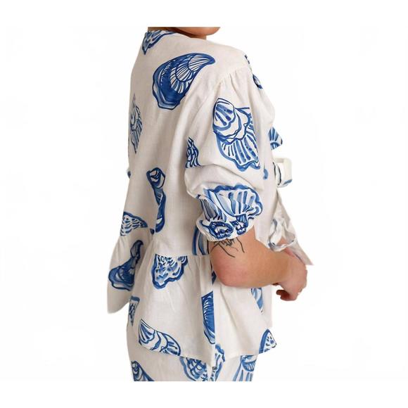 NEW BAILEY ROSE st. pete shell tie front top in blue - Picture 2 of 6